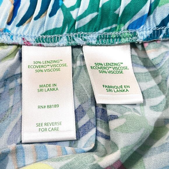 LILLY PULITZER Katia Shorts Blue Green Tropical print Pull On Style Size L - Picture 7 of 8